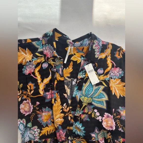 ANTHROPOLOGIE THE CAROLITA PRINTED TIERED MAXI DRESS SIZE S BLACK MOTIF NWT - Picture 13 of 14